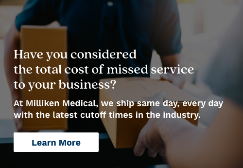 Half Page Ad – Receive Same-Day Shipping at Milliken Medical – Learn More