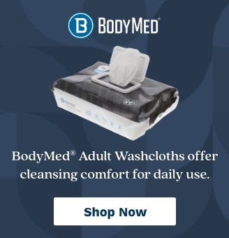 Quarter Page Ad – Shop BodyMed Adult Washcloths at Milliken Medical – Shop Now