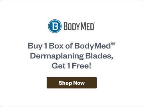 Half Page Ad – Buy 1 Box of BodyMed® Dermaplaning Blades, Get 1 Free – Click to View Page