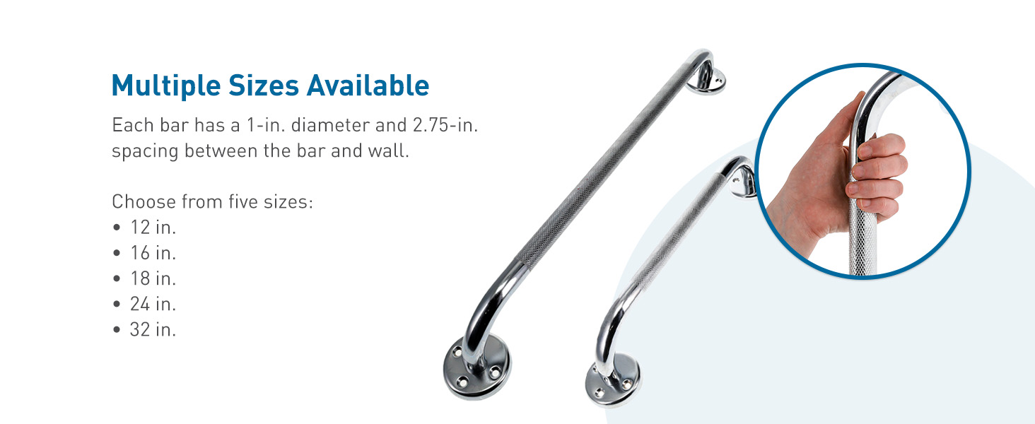 BodyMed Steel Grab Bar - Multiple sizes available