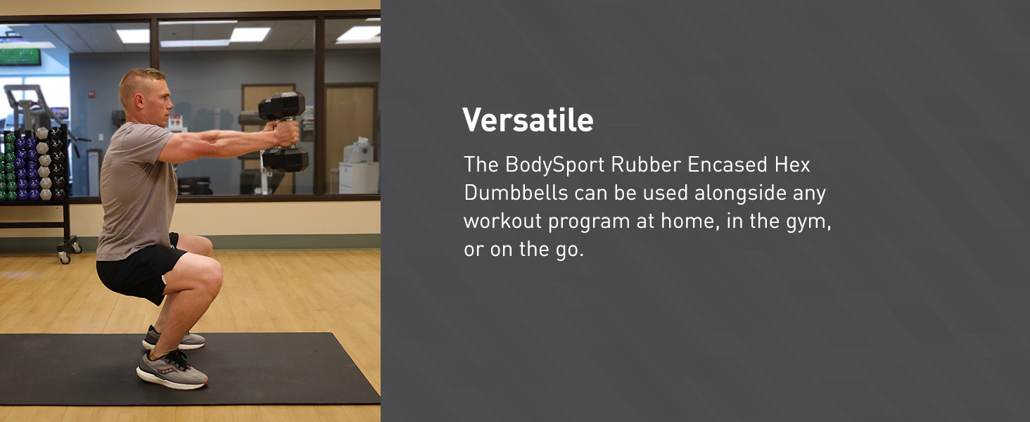 BodySport Rubber Encased Hex Dumbbells - 03