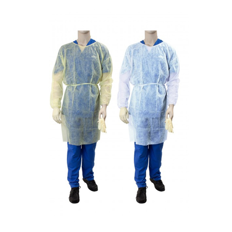 Isolation Gown Fluid Resistant Universal, Yellow