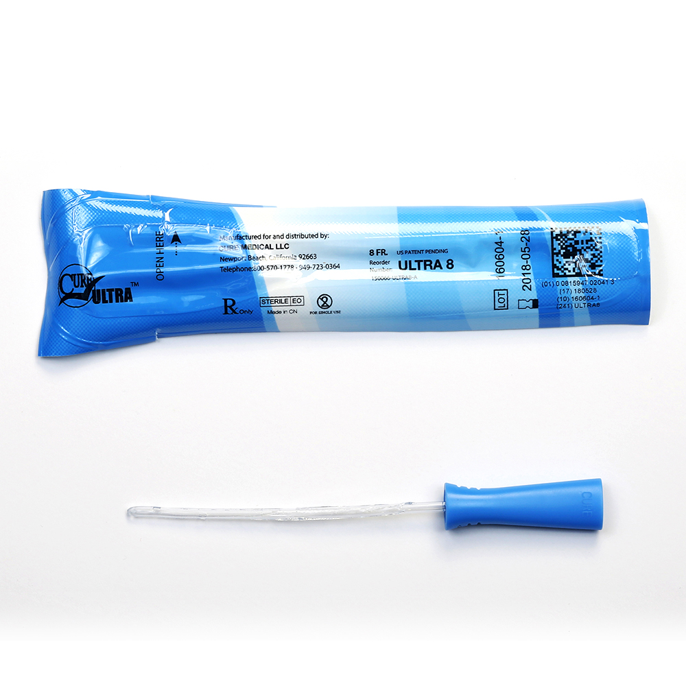 Cure Medical Products Ultra Catheter - Female 6 inch Straight Top, Pre-Lubricated