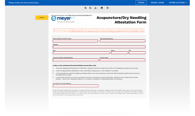 DocuSign for Attestation Form